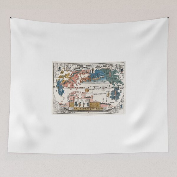 Item preview, Vintage Japanese World Map 1870 Print designed and sold by Bart4jesus.