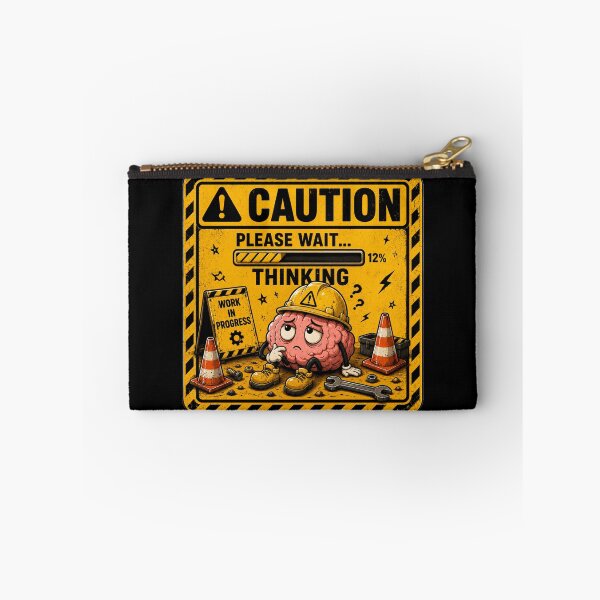 Item preview, Caution: Please Wait... Thinking | Funny Brain Loading Sticker & T-Shirt designed and sold by FuzzDrive.