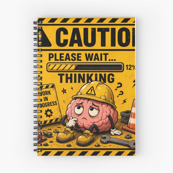 Item preview, Caution: Please Wait... Thinking | Funny Brain Loading Sticker & T-Shirt designed and sold by FuzzDrive.