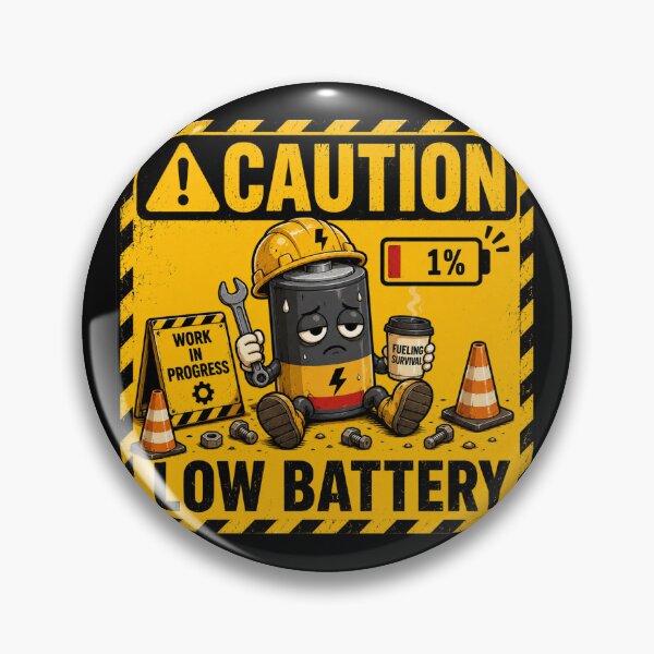 Item preview, Caution Low Battery Funny Warning Sign | Running on 1% Energy designed and sold by FuzzDrive.