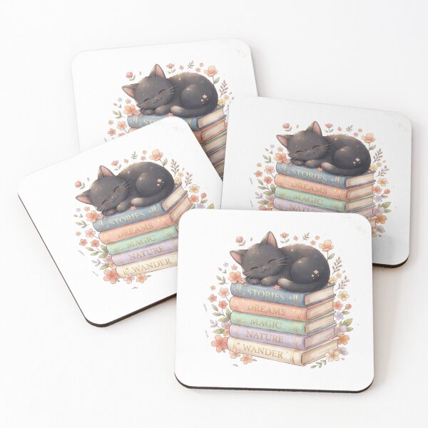 Item preview, Black Cat Sleeping on Books Sticker, Spring Flowers, Waterproof Vinyl, Book Lovers Gifts, Kindle Stickers, Reading Stickers, Cat lovers designed and sold by wilyaneshop.