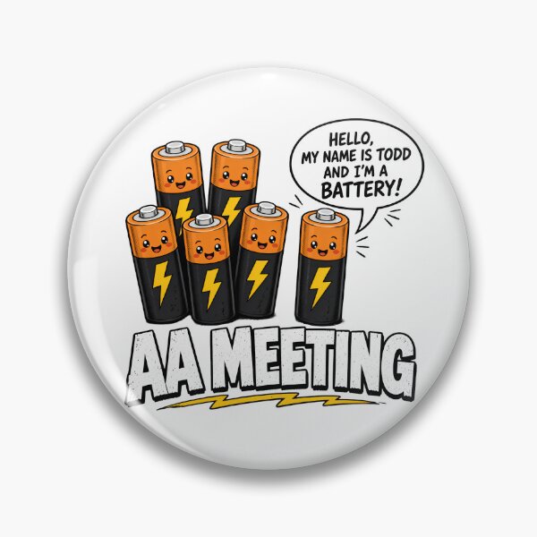 Item preview, Funny AA Meeting Cartoon Battery Pun Design designed and sold by TshirtsOnline-.