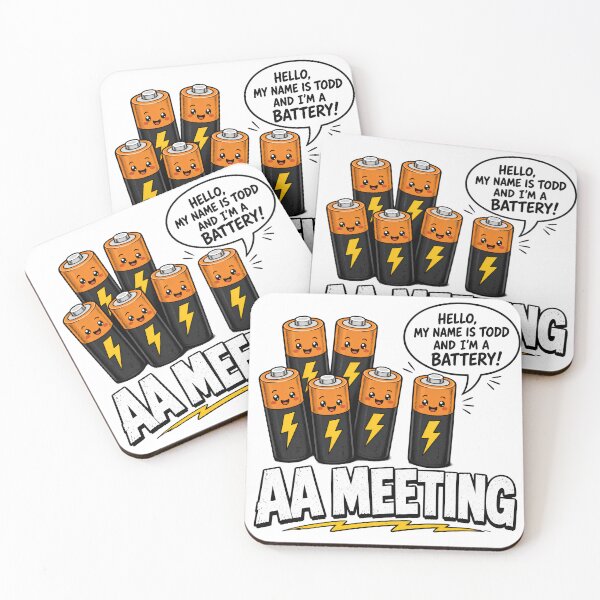 Item preview, Funny AA Meeting Cartoon Battery Pun Design designed and sold by TshirtsOnline-.