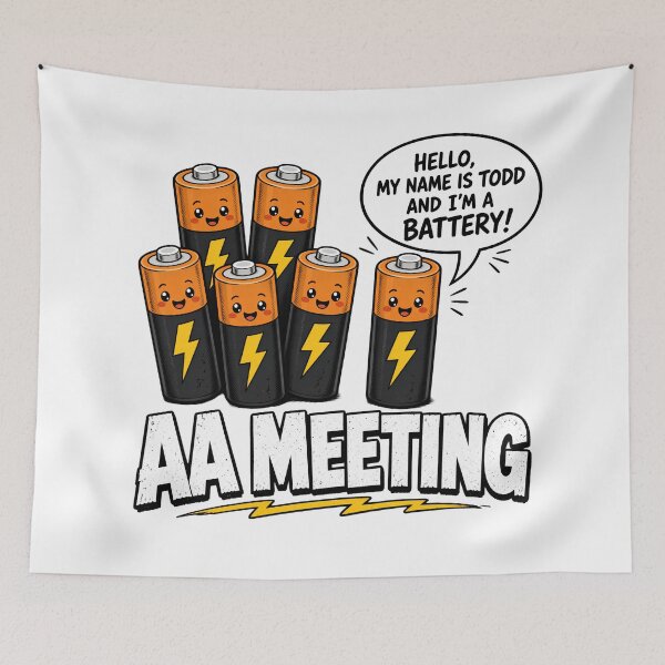 Item preview, Funny AA Meeting Cartoon Battery Pun Design designed and sold by TshirtsOnline-.