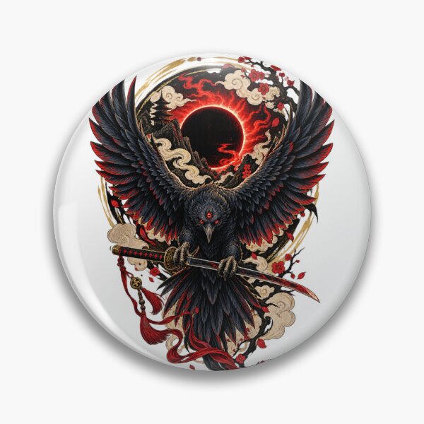 Item preview, The Three-Eyed Crow of the Crimson Eclipse | Japanese Ukiyo-e Warrior Art designed and sold by Substance_life.