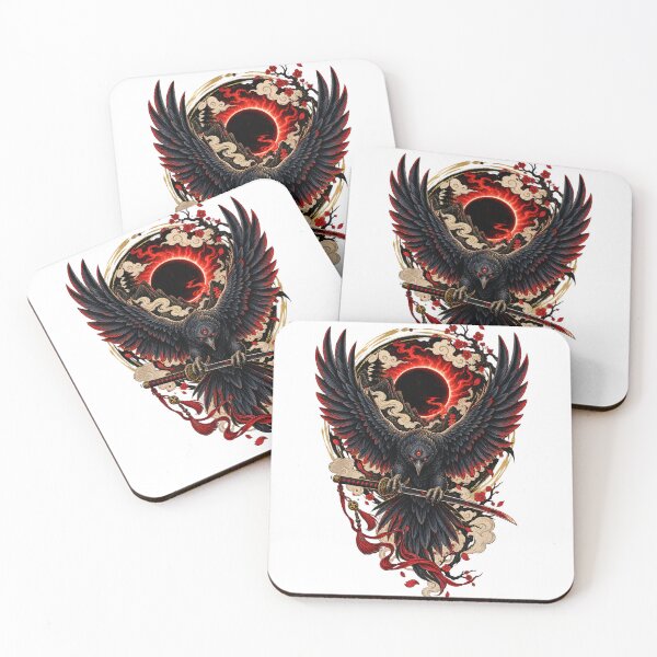 Item preview, The Three-Eyed Crow of the Crimson Eclipse | Japanese Ukiyo-e Warrior Art designed and sold by Substance_life.