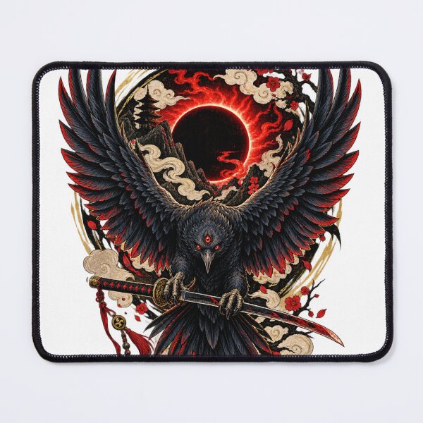Item preview, The Three-Eyed Crow of the Crimson Eclipse | Japanese Ukiyo-e Warrior Art designed and sold by Substance_life.