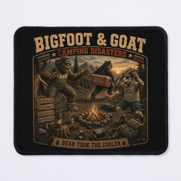 Item preview, Bigfoot And Goat Bear Took The Cooler Funny Camping Disaster designed and sold by NicheBloom.