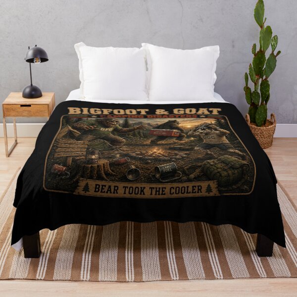 Item preview, Bigfoot And Goat Bear Took The Cooler Funny Camping Disaster designed and sold by NicheBloom.