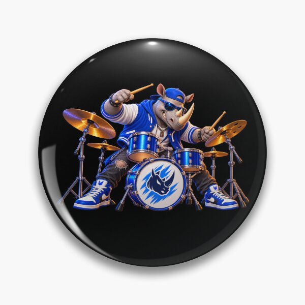 Item preview, Rhino Drummer, Cool Rhinoceros Playing Drums, Rock Music Cartoon designed and sold by Mono.fi Studios.