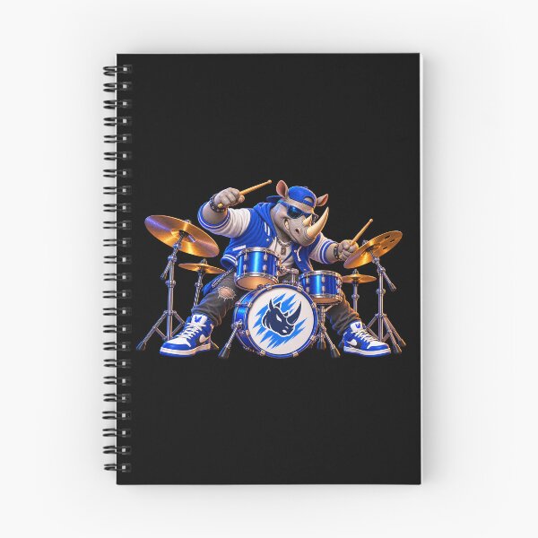 Item preview, Rhino Drummer, Cool Rhinoceros Playing Drums, Rock Music Cartoon designed and sold by Mono.fi Studios.
