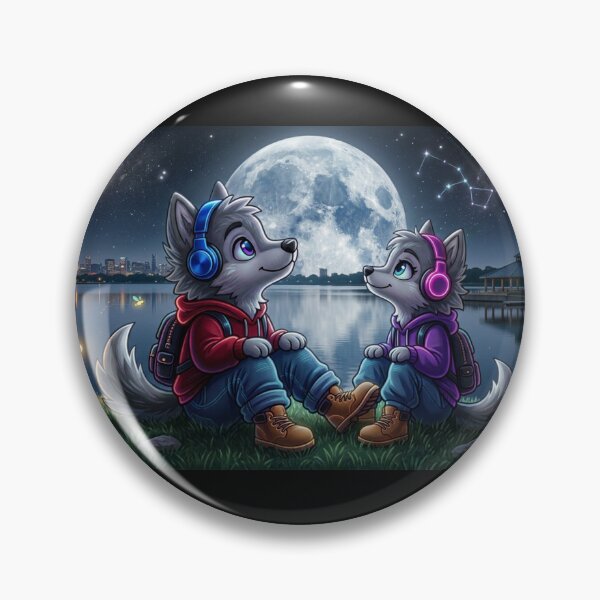 Item preview, Cute Anime Wolves Night Stargazing designed and sold by DWolf04.