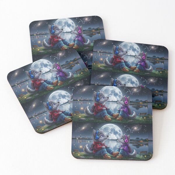 Item preview, Cute Anime Wolves Night Stargazing designed and sold by DWolf04.