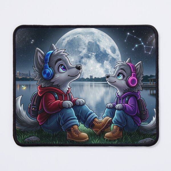 Item preview, Cute Anime Wolves Night Stargazing designed and sold by DWolf04.