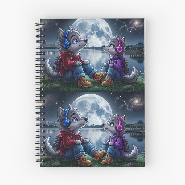 Item preview, Cute Anime Wolves Night Stargazing designed and sold by DWolf04.