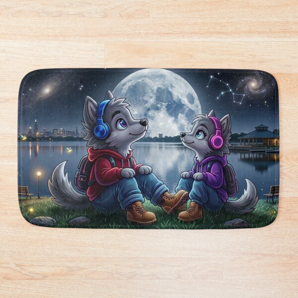 Item preview, Cute Anime Wolves Night Stargazing designed and sold by DWolf04.