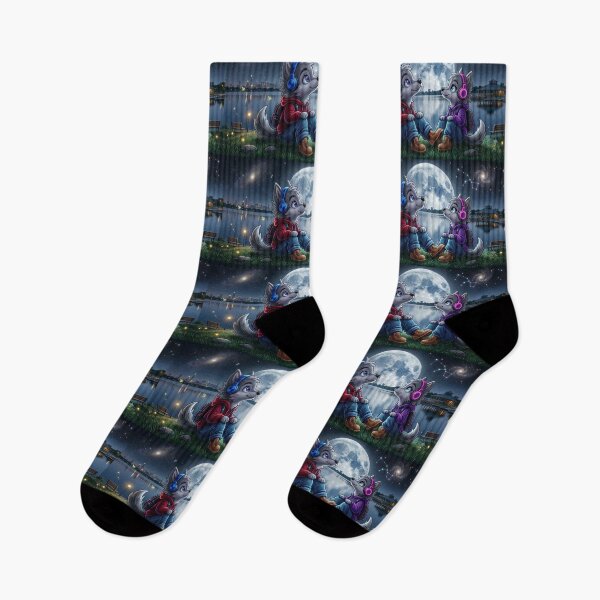 Item preview, Cute Anime Wolves Night Stargazing designed and sold by DWolf04.