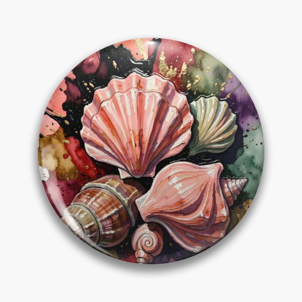 Item preview, Abstract Watercolor Sea Shells on Newspaper Background designed and sold by Serene Strokes Art.