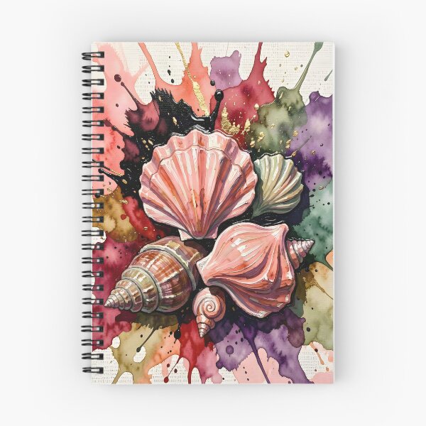 Item preview, Abstract Watercolor Sea Shells on Newspaper Background designed and sold by Serene Strokes Art.