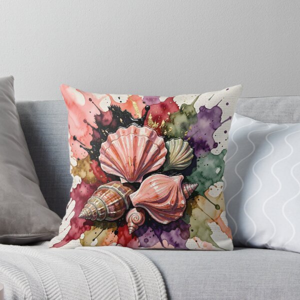Item preview, Abstract Watercolor Sea Shells on Newspaper Background designed and sold by Serene Strokes Art.