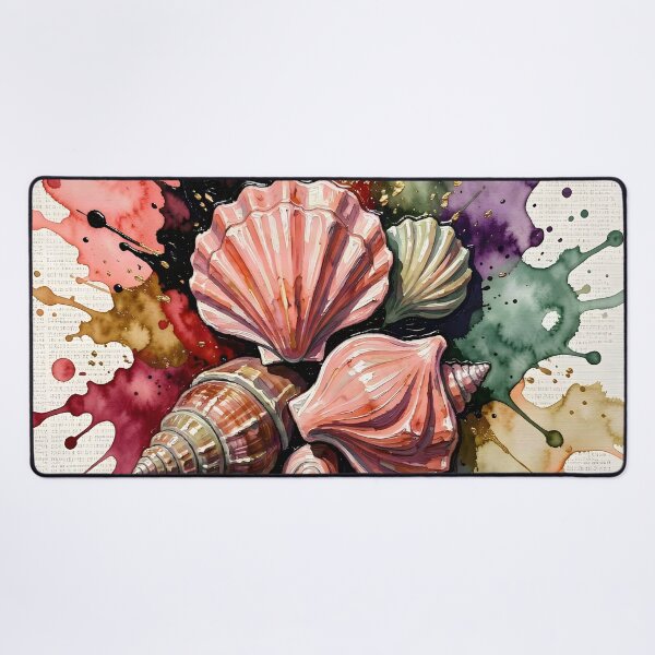 Item preview, Abstract Watercolor Sea Shells on Newspaper Background designed and sold by Serene Strokes Art.