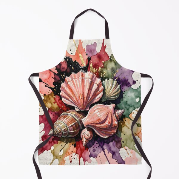 Item preview, Abstract Watercolor Sea Shells on Newspaper Background designed and sold by Serene Strokes Art.