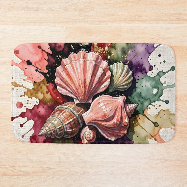 Item preview, Abstract Watercolor Sea Shells on Newspaper Background designed and sold by Serene Strokes Art.
