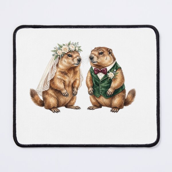Item preview, Groundhog's Couple Wedding Art designed and sold by Roy & Tiffany.