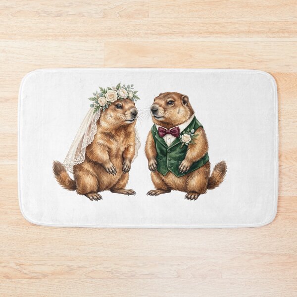 Item preview, Groundhog's Couple Wedding Art designed and sold by Tiffany Roy.