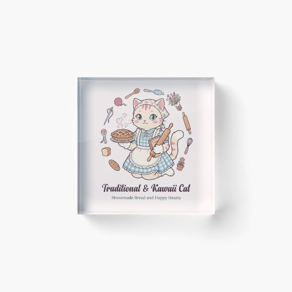 Item preview, Traditional & Kawaii Cat: Homemade Bread and Happy Hearts designed and sold by CuteKats.