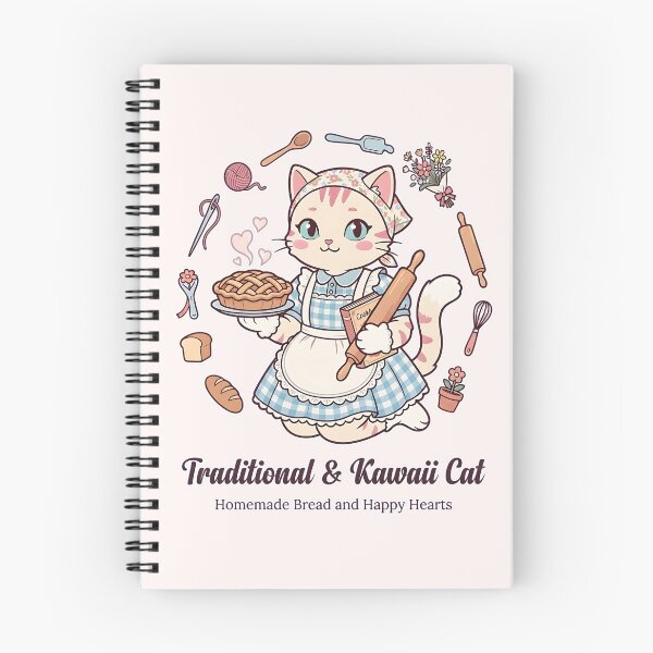 Item preview, Traditional & Kawaii Cat: Homemade Bread and Happy Hearts designed and sold by CuteKats.