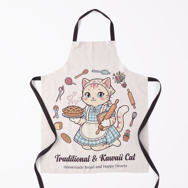 Item preview, Traditional & Kawaii Cat: Homemade Bread and Happy Hearts designed and sold by CuteKats.