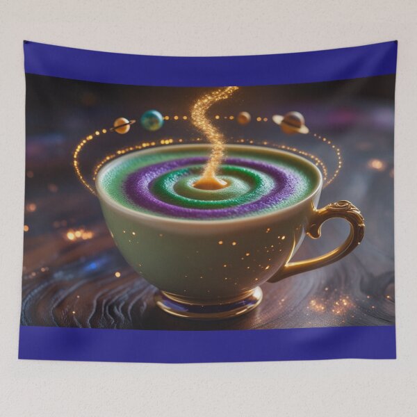 Item preview, Cosmic Matcha Coffee Cup – Galaxy Latte Art with Purple & Green Swirls. designed and sold by fbtrisha.