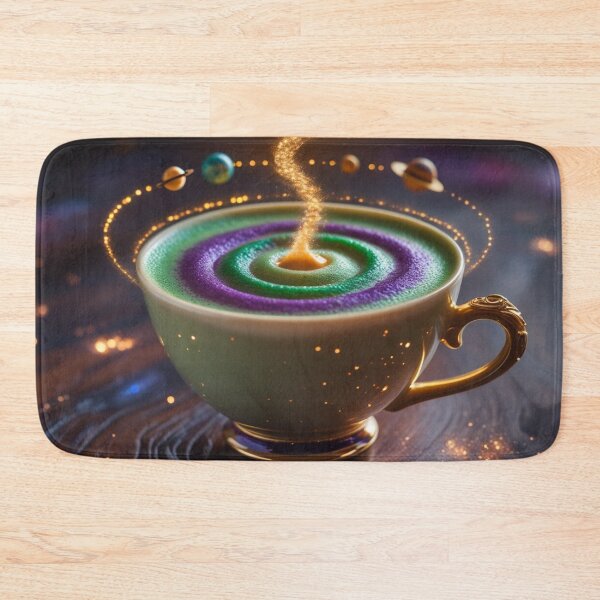 Item preview, Cosmic Matcha Coffee Cup – Galaxy Latte Art with Purple & Green Swirls. designed and sold by fbtrisha.