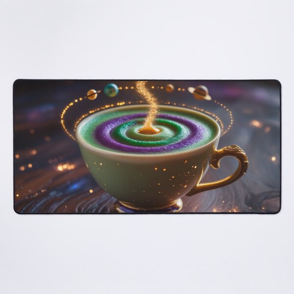 Item preview, Cosmic Matcha Coffee Cup – Galaxy Latte Art with Purple & Green Swirls. designed and sold by fbtrisha.