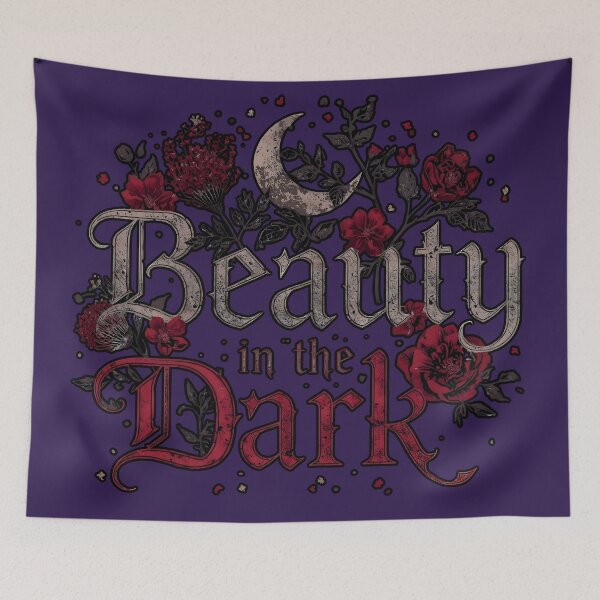 Item preview, Beauty in the Darkness: Ornate and Floral Gothic Typography with Black Roses and Mystic Crescent Moon designed and sold by Karina Creative Studio.