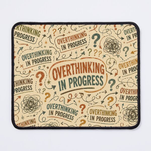 Item preview, Overthinking in Progress – Groovy Retro Chaos Pattern designed and sold by Golden Era Studio.