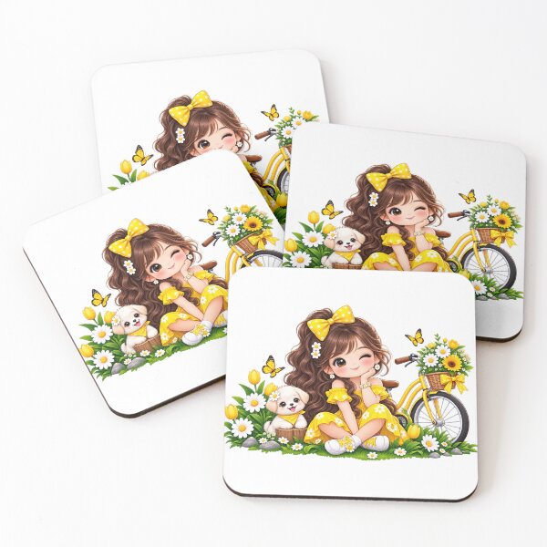 Item preview, Cute Girl with Puppy and Bicycle designed and sold by Reshmakhan.