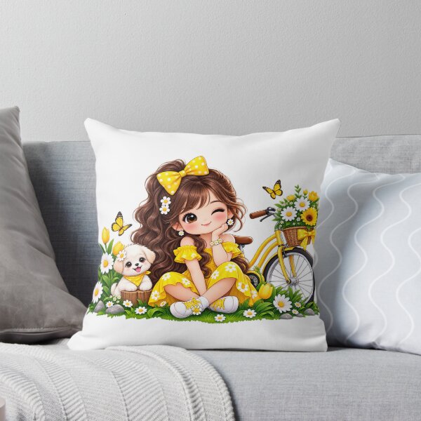 Item preview, Cute Girl with Puppy and Bicycle designed and sold by Reshmakhan.
