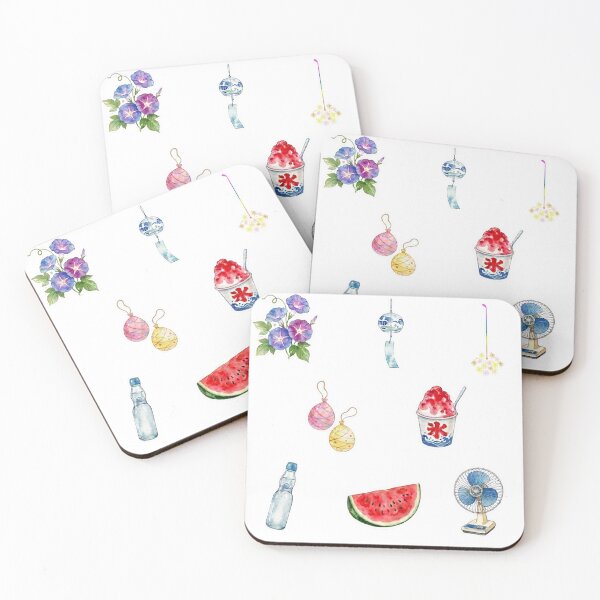Item preview, Japanese Summer Sticker Pack | Natsu Aesthetic Watercolor Collection (Furin, Kakigori, Watermelon & More) designed and sold by asumintjapan1.
