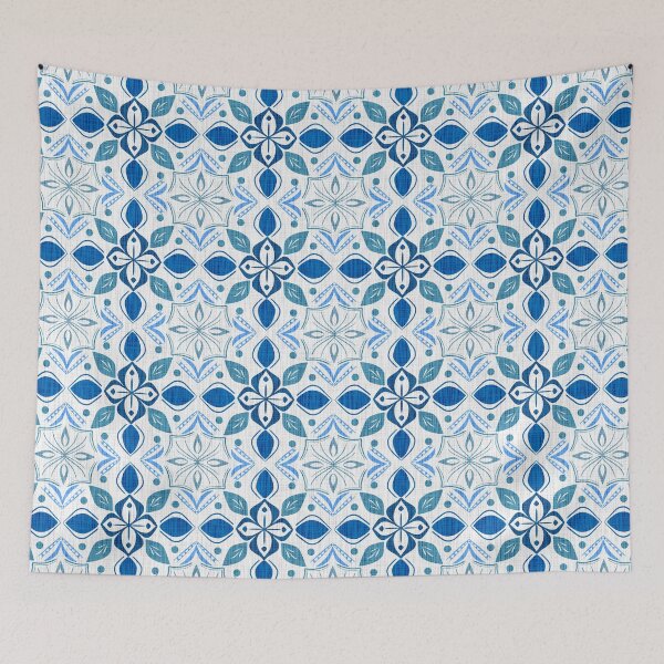 Item preview, Blue Mediterranean Ceramic Tile Seamless Pattern designed and sold by SbRandomLab.
