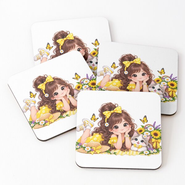 Item preview, Cute Girl and Cat Summer Picnic designed and sold by Reshmakhan.