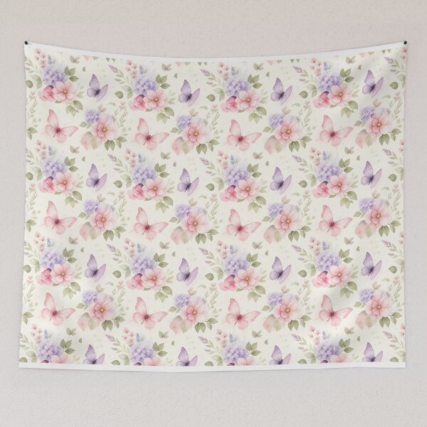 Item preview, Pastel Watercolor Butterfly and Floral Seamless Pattern designed and sold by inkaylindesign.