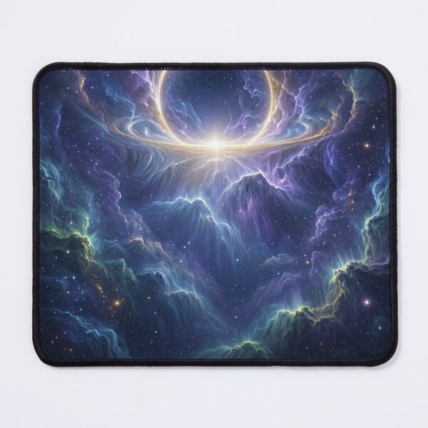 Item preview, The Infinite Threshold — Golden Celestial Portal in a Cosmic Nebula designed and sold by OandSDesigns23.