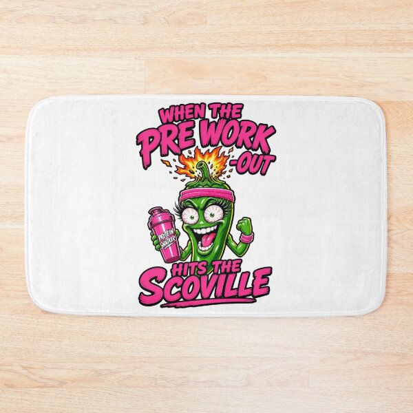 Item preview, Pink Shaker Jalapeno Workout Queen Crazy Kawaii Pepper Fitness Character with Protein Shaker designed and sold by Rosie's Wildflower Boutique.
