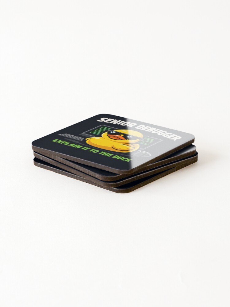 Thumbnail 4 of 5, Coasters (Set of 4), Rubber Duck Debugging Funny Programmer Developer Coder designed and sold by thirdshiftlab.