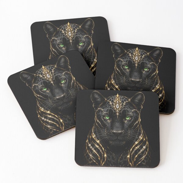 Item preview, Regal Black Panther – Black & Gold Feline Art designed and sold by TheLumina.
