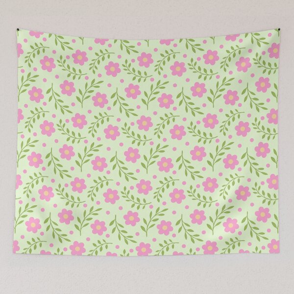 Item preview, Sweet Pink Flowers & Leaves Seamless Pattern designed and sold by SmallDart Creations.