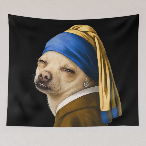Item preview, Who, Me? Chihuahua with a Pearl Earring designed and sold by AtlasMuseum.
