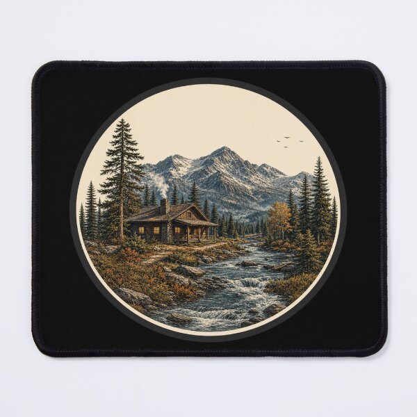 Item preview, Mountain Cabin | Vintage Engraving Graphic designed and sold by FadedFrequency.